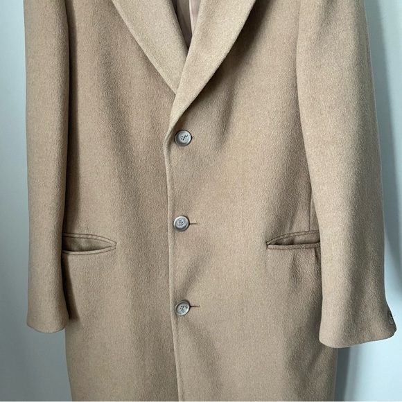 Vintage The Bay Wool Long Coat Longline Topcoat Camel Union Label Mens Size 44 - Picture 9 of 16